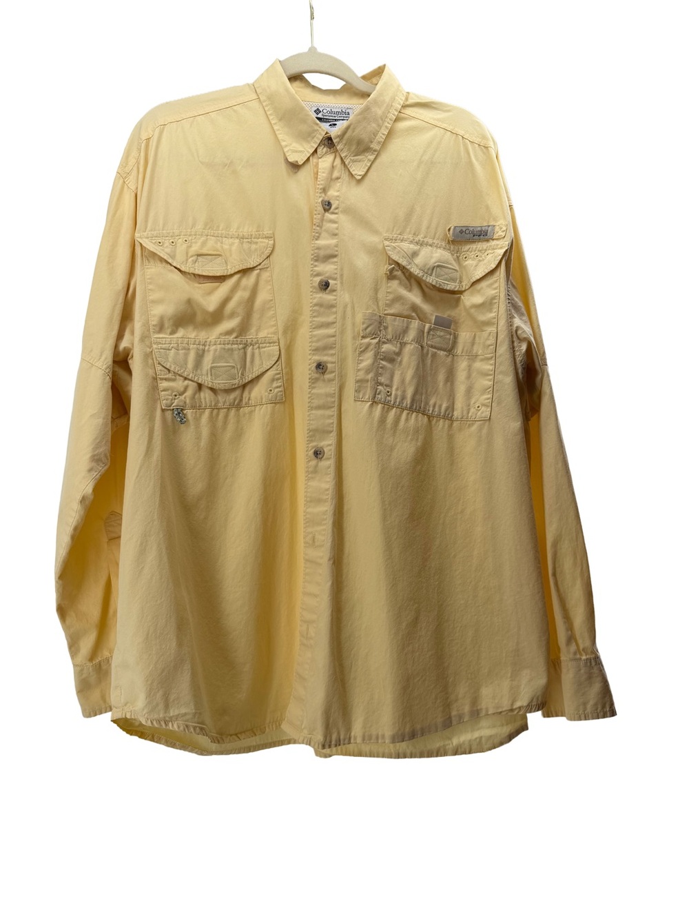 Columbia Men’s Short-Sleeve Button-Down Shirt in Pale Yellow - Picture 2 of 8